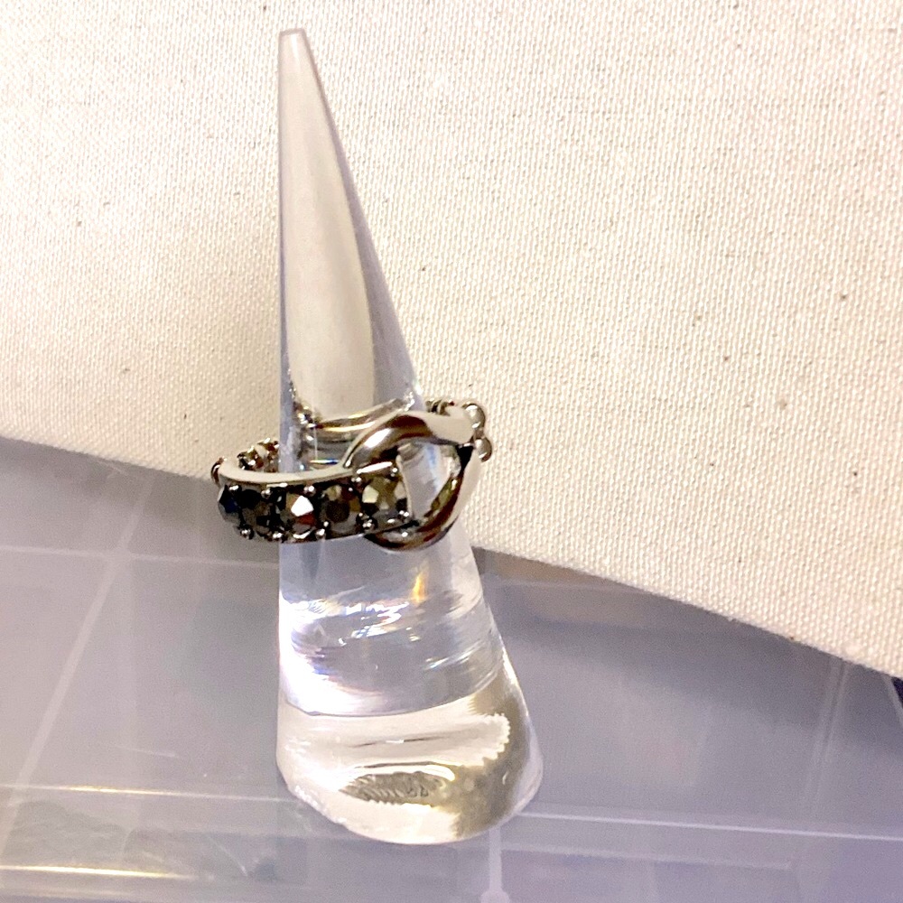Silver and Black Stone Ring